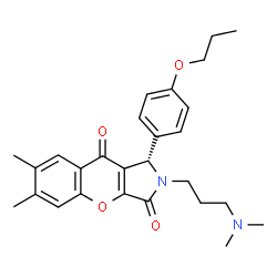 ChemSpider 2D Image | (1S)-2-[3-(Dimethylamino)propyl]-6,7-dimethyl-1-(4-propoxyphenyl)-1,2-dihydrochromeno[2,3-c]pyrrole-3,9-dione | C27H32N2O4