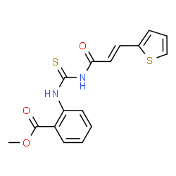 ChemSpider 2D Image | Methyl 2-({[(2E)-3-(2-thienyl)-2-propenoyl]carbamothioyl}amino)benzoate | C16H14N2O3S2