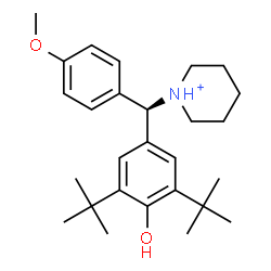 ChemSpider 2D Image | 1-[(R)-[4-Hydroxy-3,5-bis(2-methyl-2-propanyl)phenyl](4-methoxyphenyl)methyl]piperidinium | C27H40NO2