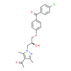 ChemSpider 2D Image | 1-(1-{(2S)-3-[4-(4-Chlorobenzoyl)phenoxy]-2-hydroxypropyl}-3,5-dimethyl-1H-pyrazol-4-yl)ethanone | C23H23ClN2O4