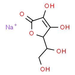 ChemSpider 2D Image | sodium 5-(1,2-dihydroxyethyl)-3,4-dihydroxy-5H-furan-2-one | C6H8NaO6
