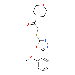 ChemSpider 2D Image | 2-{[5-(2-Methoxyphenyl)-1,3,4-oxadiazol-2-yl]sulfanyl}-1-(4-morpholinyl)ethanone | C15H17N3O4S