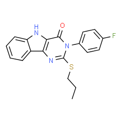 ChemSpider 2D Image | 3-(4-Fluorophenyl)-2-(propylsulfanyl)-3,5-dihydro-4H-pyrimido[5,4-b]indol-4-one | C19H16FN3OS