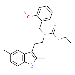 ChemSpider 2D Image | 1-[2-(2,5-Dimethyl-1H-indol-3-yl)ethyl]-3-ethyl-1-(2-methoxybenzyl)thiourea | C23H29N3OS