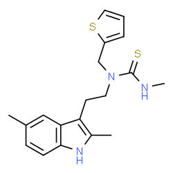 ChemSpider 2D Image | 1-[2-(2,5-Dimethyl-1H-indol-3-yl)ethyl]-3-methyl-1-(2-thienylmethyl)thiourea | C19H23N3S2