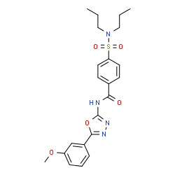 ChemSpider 2D Image | 4-(Dipropylsulfamoyl)-N-[5-(3-methoxyphenyl)-1,3,4-oxadiazol-2-yl]benzamide | C22H26N4O5S