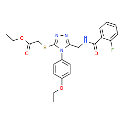 ChemSpider 2D Image | Ethyl {[4-(4-ethoxyphenyl)-5-{[(2-fluorobenzoyl)amino]methyl}-4H-1,2,4-triazol-3-yl]sulfanyl}acetate | C22H23FN4O4S