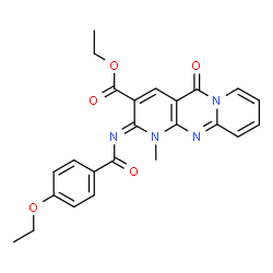 ChemSpider 2D Image | Ethyl (2Z)-2-[(4-ethoxybenzoyl)imino]-1-methyl-5-oxo-1,5-dihydro-2H-dipyrido[1,2-a:2',3'-d]pyrimidine-3-carboxylate | C24H22N4O5