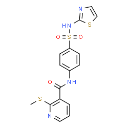 ChemSpider 2D Image | 2-(Methylsulfanyl)-N-[4-(1,3-thiazol-2-ylsulfamoyl)phenyl]nicotinamide | C16H14N4O3S3