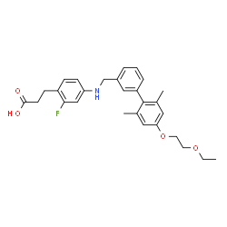 ChemSpider 2D Image | 3-[4-({[4'-(2-Ethoxyethoxy)-2',6'-dimethyl-3-biphenylyl]methyl}amino)-2-fluorophenyl]propanoic acid | C28H32FNO4
