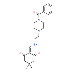 ChemSpider 2D Image | 2-({[2-(4-Benzoyl-1-piperazinyl)ethyl]amino}methylene)-5,5-dimethyl-1,3-cyclohexanedione | C22H29N3O3