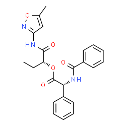 ChemSpider 2D Image | (2R)-1-[(5-Methyl-1,2-oxazol-3-yl)amino]-1-oxo-2-butanyl (2R)-(benzoylamino)(phenyl)acetate | C23H23N3O5