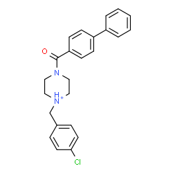 ChemSpider 2D Image | 4-(4-Biphenylylcarbonyl)-1-(4-chlorobenzyl)piperazin-1-ium | C24H24ClN2O