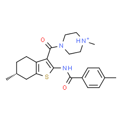 ChemSpider 2D Image | 1-Methyl-4-({(6R)-6-methyl-2-[(4-methylbenzoyl)amino]-4,5,6,7-tetrahydro-1-benzothiophen-3-yl}carbonyl)piperazin-1-ium | C23H30N3O2S