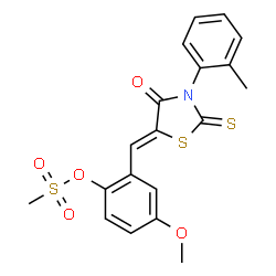 ChemSpider 2D Image | 4-Methoxy-2-{(Z)-[3-(2-methylphenyl)-4-oxo-2-thioxo-1,3-thiazolidin-5-ylidene]methyl}phenyl methanesulfonate | C19H17NO5S3