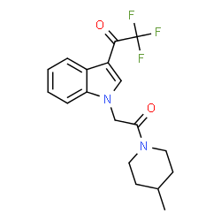 ChemSpider 2D Image | 2,2,2-Trifluoro-1-{1-[2-(4-methyl-1-piperidinyl)-2-oxoethyl]-1H-indol-3-yl}ethanone | C18H19F3N2O2
