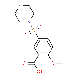 ChemSpider 2D Image | 2-Methoxy-5-(4-thiomorpholinylsulfonyl)benzoic acid | C12H15NO5S2