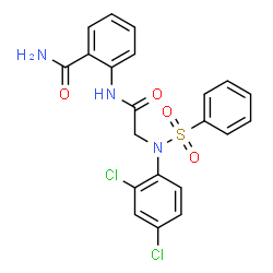 ChemSpider 2D Image | 2-{[N-(2,4-Dichlorophenyl)-N-(phenylsulfonyl)glycyl]amino}benzamide | C21H17Cl2N3O4S