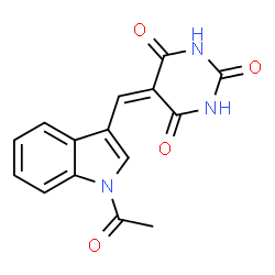 ChemSpider 2D Image | 5-[(1-Acetyl-1H-indol-3-yl)methylene]-2,4,6(1H,3H,5H)-pyrimidinetrione | C15H11N3O4