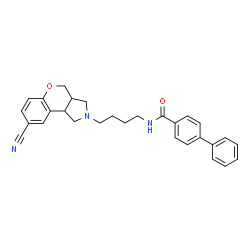 ChemSpider 2D Image | N-[4-(8-Cyano-1,3a,4,9b-tetrahydrochromeno[3,4-c]pyrrol-2(3H)-yl)butyl]-4-biphenylcarboxamide | C29H29N3O2
