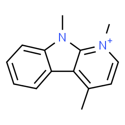 ChemSpider 2D Image | 1,4,9-Trimethyl-9H-pyrido[2,3-b]indol-1-ium | C14H15N2