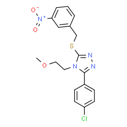ChemSpider 2D Image | 3-(4-Chlorophenyl)-4-(2-methoxyethyl)-5-[(3-nitrobenzyl)sulfanyl]-4H-1,2,4-triazole | C18H17ClN4O3S
