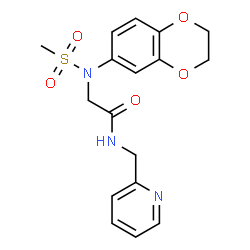 ChemSpider 2D Image | N~2~-(2,3-Dihydro-1,4-benzodioxin-6-yl)-N~2~-(methylsulfonyl)-N-(2-pyridinylmethyl)glycinamide | C17H19N3O5S