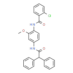 ChemSpider 2D Image | 2-Chloro-N-{4-[(diphenylacetyl)amino]-2-methoxyphenyl}benzamide | C28H23ClN2O3