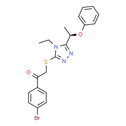 ChemSpider 2D Image | 1-(4-Bromophenyl)-2-({4-ethyl-5-[(1R)-1-phenoxyethyl]-4H-1,2,4-triazol-3-yl}sulfanyl)ethanone | C20H20BrN3O2S