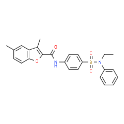 ChemSpider 2D Image | N-{4-[Ethyl(phenyl)sulfamoyl]phenyl}-3,5-dimethyl-1-benzofuran-2-carboxamide | C25H24N2O4S