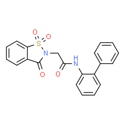 ChemSpider 2D Image | N-(2-Biphenylyl)-2-(1,1-dioxido-3-oxo-1,2-benzothiazol-2(3H)-yl)acetamide | C21H16N2O4S