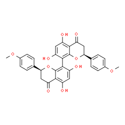 ChemSpider 2D Image | (2S,2'S)-5,5',7,7'-Tetrahydroxy-2,2'-bis(4-methoxyphenyl)-2,2',3,3'-tetrahydro-4H,4'H-8,8'-bichromene-4,4'-dione | C32H26O10