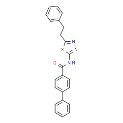 ChemSpider 2D Image | N-[5-(2-Phenylethyl)-1,3,4-thiadiazol-2-yl]-4-biphenylcarboxamide | C23H19N3OS