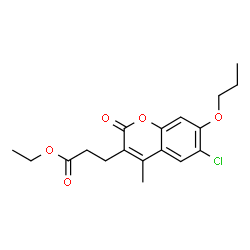 ChemSpider 2D Image | Ethyl 3-(6-chloro-4-methyl-2-oxo-7-propoxy-2H-chromen-3-yl)propanoate | C18H21ClO5