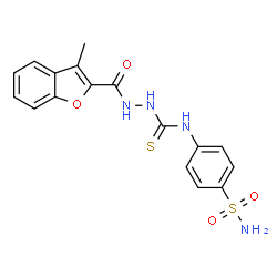 ChemSpider 2D Image | 2-[(3-Methyl-1-benzofuran-2-yl)carbonyl]-N-(4-sulfamoylphenyl)hydrazinecarbothioamide | C17H16N4O4S2