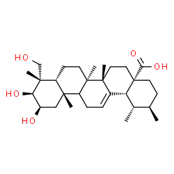 ChemSpider 2D Image | (2alpha,3alpha,9xi,10alpha,18alpha)-2,3,24-Trihydroxyurs-12-en-28-oic acid | C30H48O5