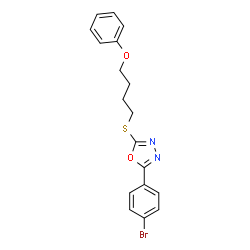 ChemSpider 2D Image | 2-(4-Bromophenyl)-5-[(4-phenoxybutyl)sulfanyl]-1,3,4-oxadiazole | C18H17BrN2O2S