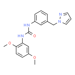 ChemSpider 2D Image | 1-(2,5-Dimethoxyphenyl)-3-[3-(1H-pyrazol-1-ylmethyl)phenyl]urea | C19H20N4O3