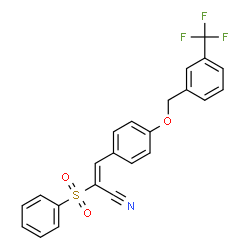 ChemSpider 2D Image | (2E)-2-(Phenylsulfonyl)-3-(4-{[3-(trifluoromethyl)benzyl]oxy}phenyl)acrylonitrile | C23H16F3NO3S