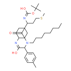 ChemSpider 2D Image | 2-Methyl-2-propanyl [1-{[2-(cyclohexylamino)-1-(4-methylphenyl)-2-oxoethyl](octyl)amino}-4-(methylsulfanyl)-1-oxo-2-butanyl]carbamate | C33H55N3O4S