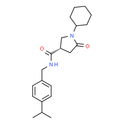 ChemSpider 2D Image | (3S)-1-Cyclohexyl-N-(4-isopropylbenzyl)-5-oxo-3-pyrrolidinecarboxamide | C21H30N2O2