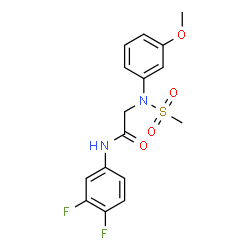 ChemSpider 2D Image | N-(3,4-Difluorophenyl)-N~2~-(3-methoxyphenyl)-N~2~-(methylsulfonyl)glycinamide | C16H16F2N2O4S