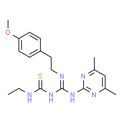 ChemSpider 2D Image | (E)-1-((4,6-dimethylpyrimidin-2-ylamino)(4-methoxyphenethylamino)methylene)-3-ethylthiourea | C19H26N6OS