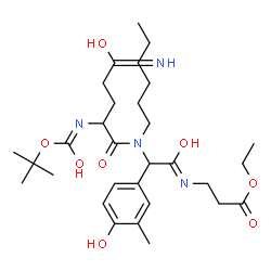 ChemSpider 2D Image | Ethyl N-{[hexyl(N~2~-{[(2-methyl-2-propanyl)oxy]carbonyl}glutaminyl)amino](4-hydroxy-3-methylphenyl)acetyl}-beta-alaninate | C30H48N4O8