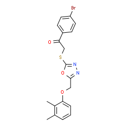 ChemSpider 2D Image | 1-(4-Bromophenyl)-2-({5-[(2,3-dimethylphenoxy)methyl]-1,3,4-oxadiazol-2-yl}sulfanyl)ethanone | C19H17BrN2O3S
