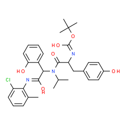 ChemSpider 2D Image | N-{2-[(2-Chloro-6-methylphenyl)amino]-1-(2-hydroxyphenyl)-2-oxoethyl}-N-isopropyl-Nalpha-{[(2-methyl-2-propanyl)oxy]carbonyl}tyrosinamide | C32H38ClN3O6