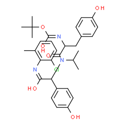 ChemSpider 2D Image | N-{2-[(2-Chloro-6-methylphenyl)amino]-1-(4-hydroxyphenyl)-2-oxoethyl}-N-isopropyl-Nalpha-{[(2-methyl-2-propanyl)oxy]carbonyl}tyrosinamide | C32H38ClN3O6
