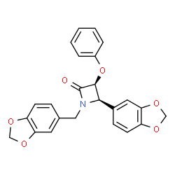 ChemSpider 2D Image | (3S,4R)-4-(1,3-Benzodioxol-5-yl)-1-(1,3-benzodioxol-5-ylmethyl)-3-phenoxy-2-azetidinone | C24H19NO6