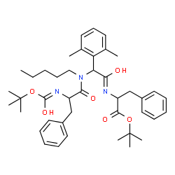 ChemSpider 2D Image | 2-Methyl-2-propanyl N-{(2,6-dimethylphenyl)[(N-{[(2-methyl-2-propanyl)oxy]carbonyl}phenylalanyl)(pentyl)amino]acetyl}phenylalaninate | C42H57N3O6
