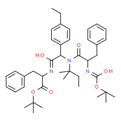 ChemSpider 2D Image | 2-Methyl-2-propanyl N-{(4-ethylphenyl)[(2-methyl-2-butanyl)(N-{[(2-methyl-2-propanyl)oxy]carbonyl}phenylalanyl)amino]acetyl}phenylalaninate | C42H57N3O6